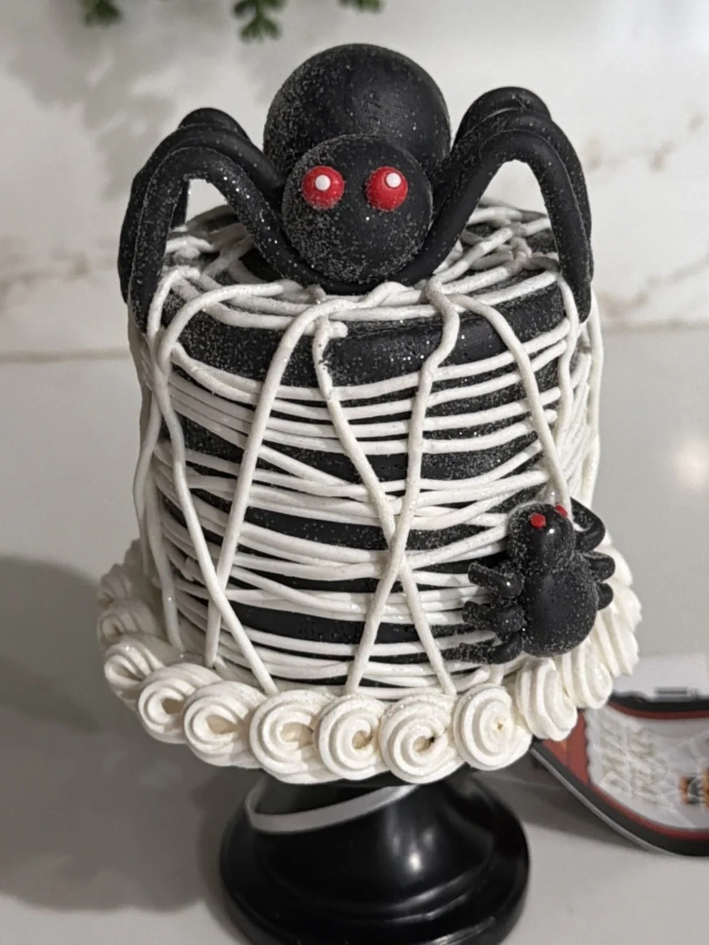 Sweet Treats Halloween Glittered Mini Spider Cake on Stand